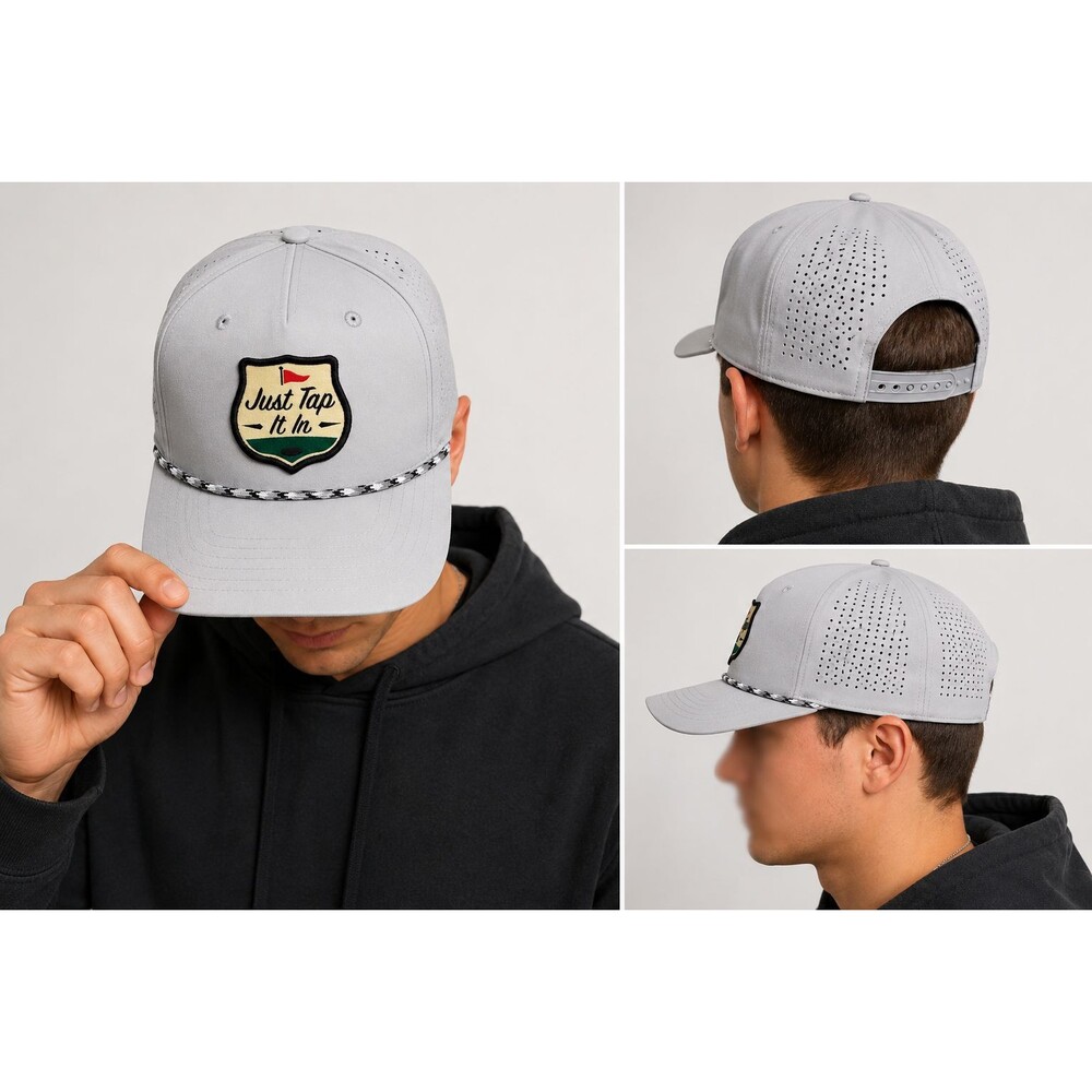 Happy Gilmore Just Tap It In Golf Rope Snapback Hat Gray OSFM Bioworld